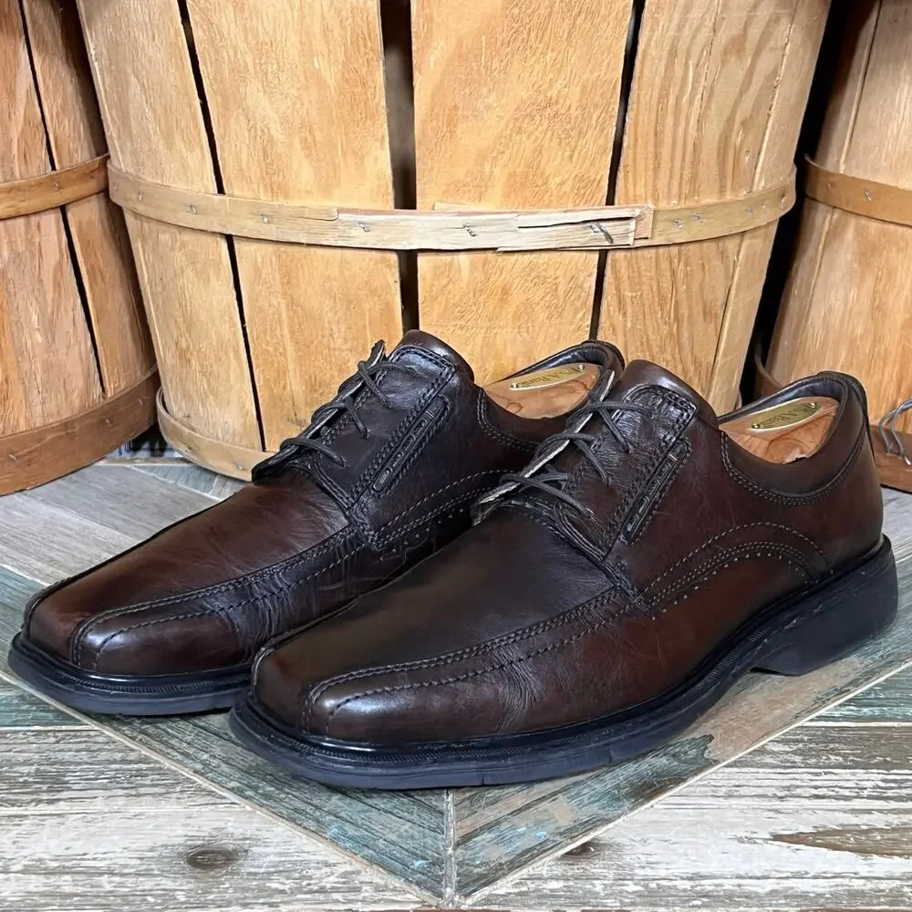 Clarks Unstructured Un Kenneth Brown Leather Comfort Lace-Up Oxfords Men Size 11